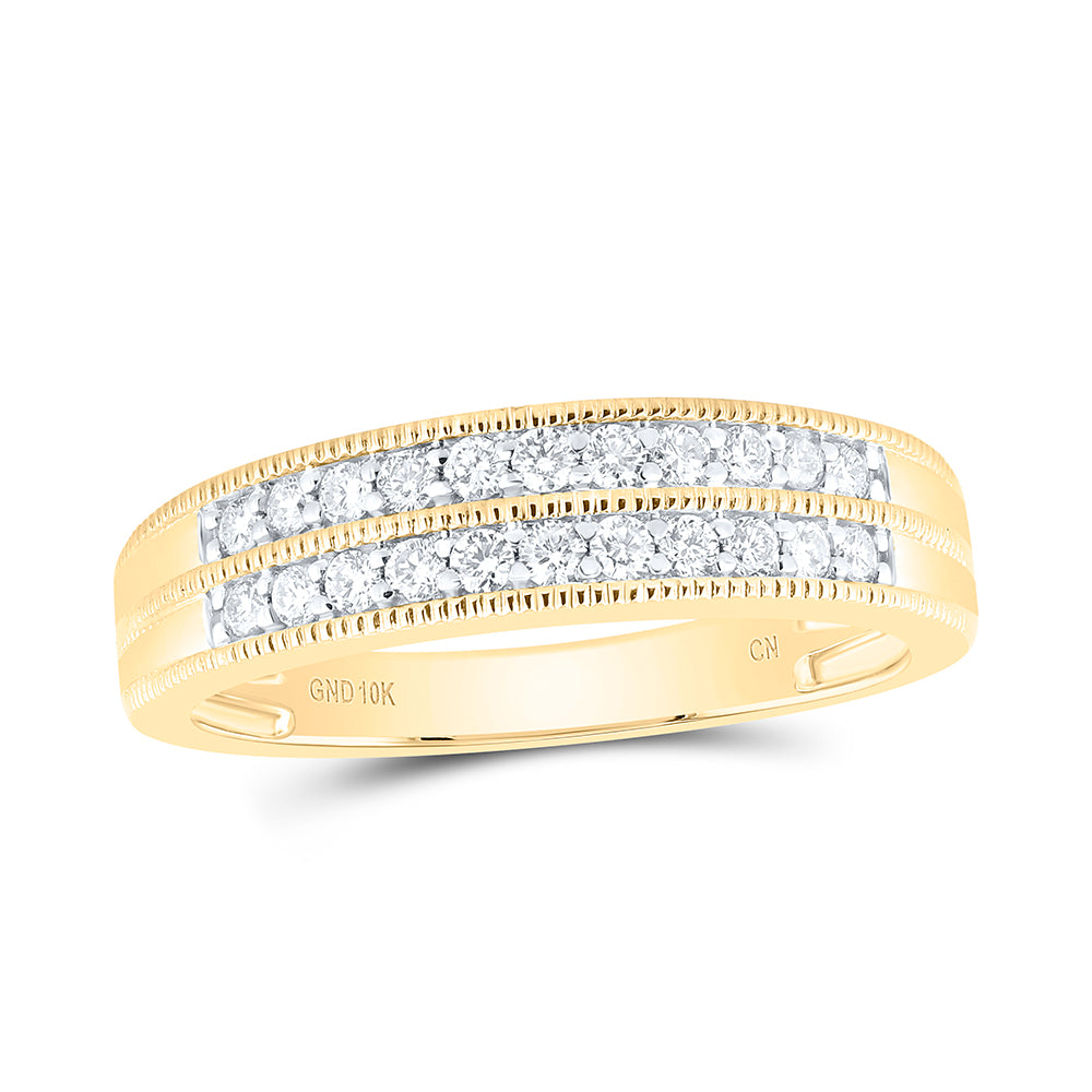 10kt Yellow Gold His & Hers 1 Cttw Natural Diamond Fashion Bridal Wedding Ring Band Set, Women Size: 5-9, Men Size: 8-12