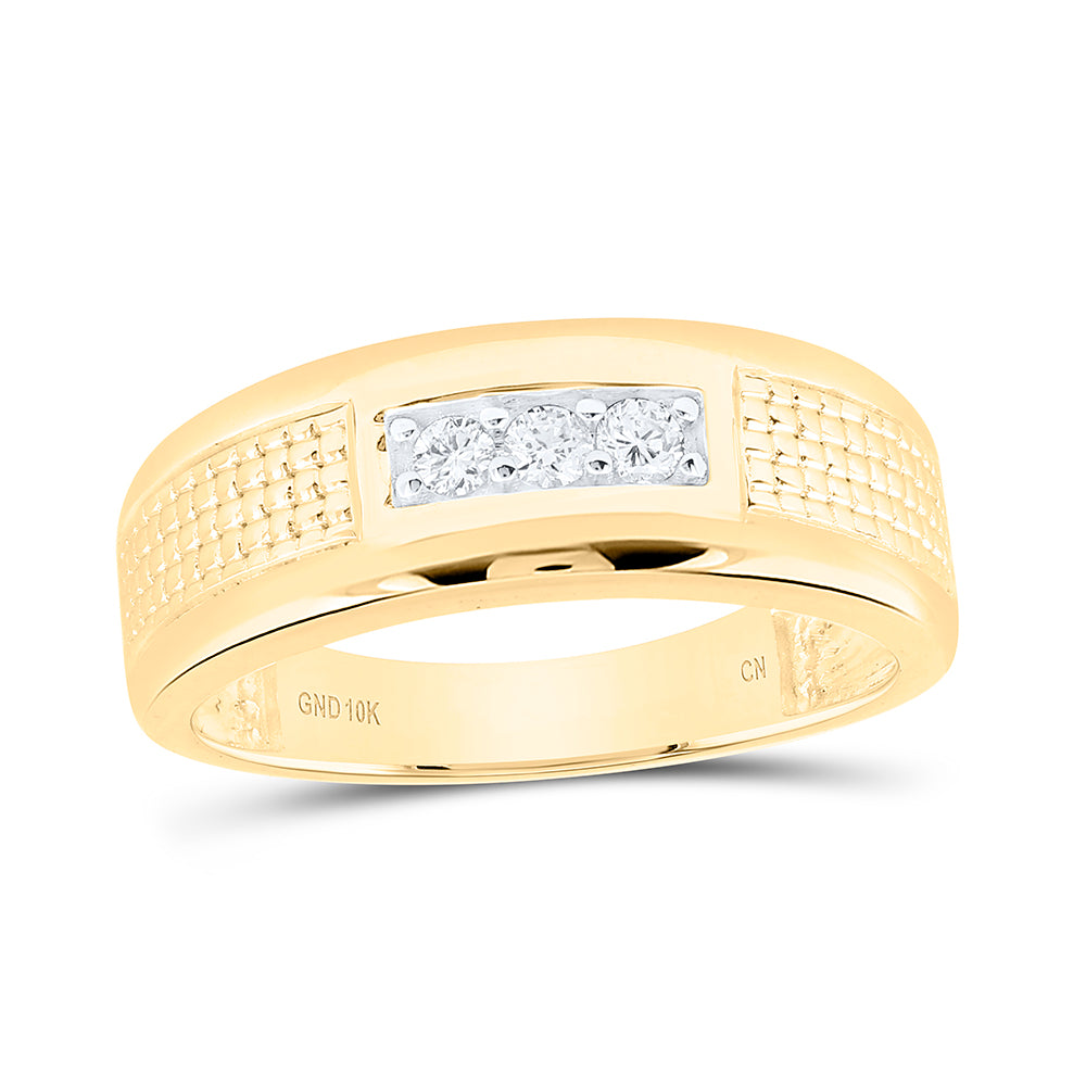 10kt Yellow Gold 1/6 Cttw Natural Diamond Mens Ring, Men Size: 8-12