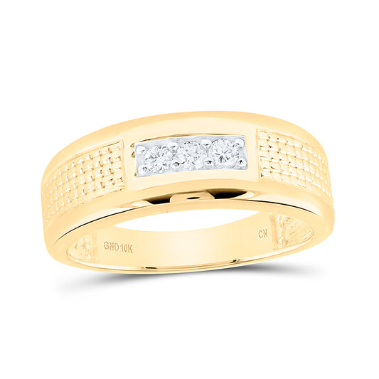 10kt Yellow Gold 1/6 Cttw Natural Diamond Mens Ring, Men Size: 8-12