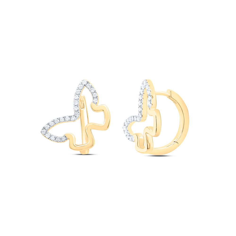 10kt Yellow Gold 1/3 Cttw Natural Diamond Fashion Butterfly Huggies Earring