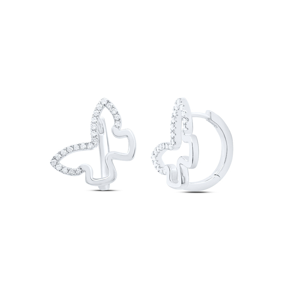 10kt White Gold 1/3 Cttw Natural Diamond Fashion Butterfly Huggies Earring