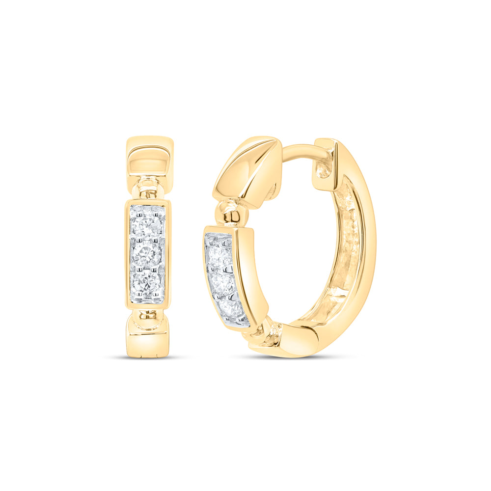 10kt Yellow Gold 1/10 Cttw Natural Diamond Fashion Hoop Earring