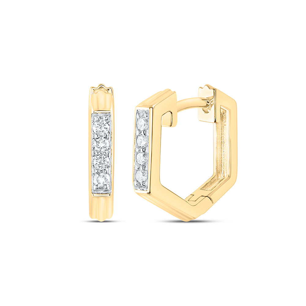 10kt Yellow Gold 1/8 Cttw Natural Diamond Fashion Hoop Earring