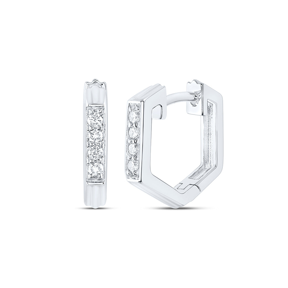 10kt White Gold 1/8 Cttw Natural Diamond Fashion Hoop Earring