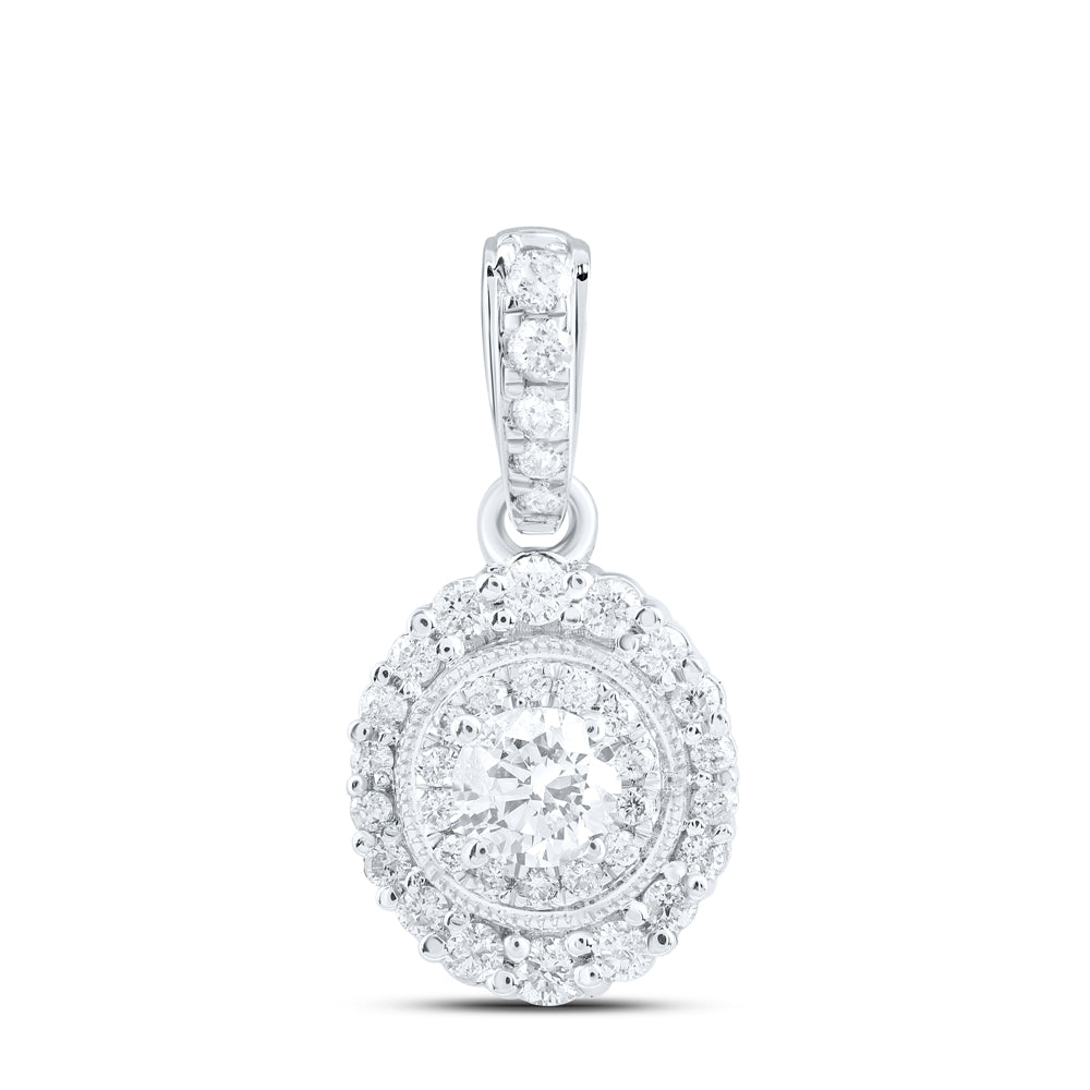 14kt White Gold 3/8 Cttw Natural Diamond Fashion Round Pendant