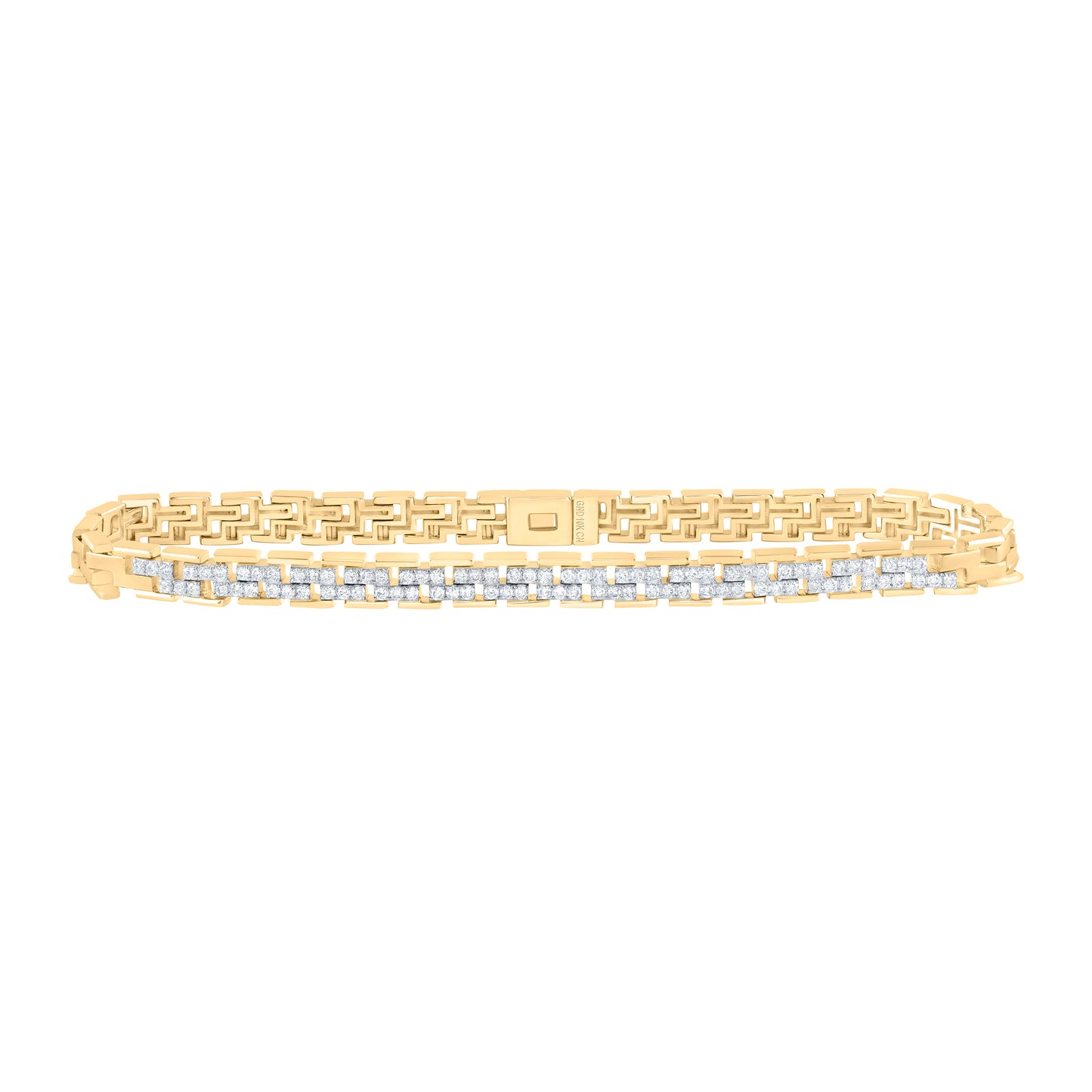 10kt Yellow Gold 1 1/4 Cttw Natural Diamond Mens T Bracelet, Length: 8.5 Inch