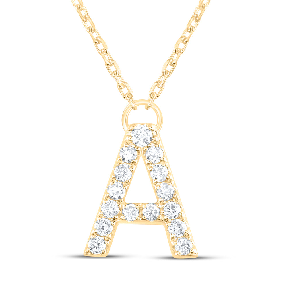 14kt Yellow Or White Gold Natural Diamond Ana M Initial Fashion Necklace, Length: 16 Inch