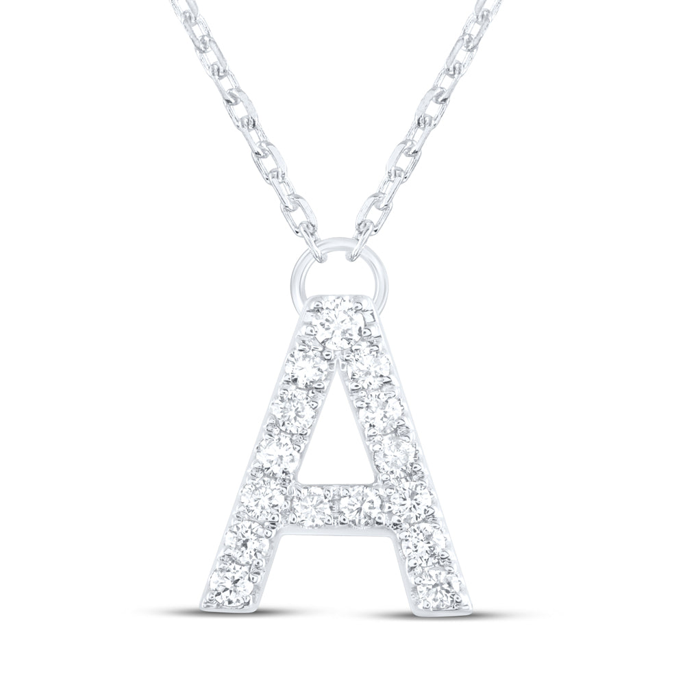 14kt Yellow Or White Gold Natural Diamond Ana M Initial Fashion Necklace, Length: 16 Inch