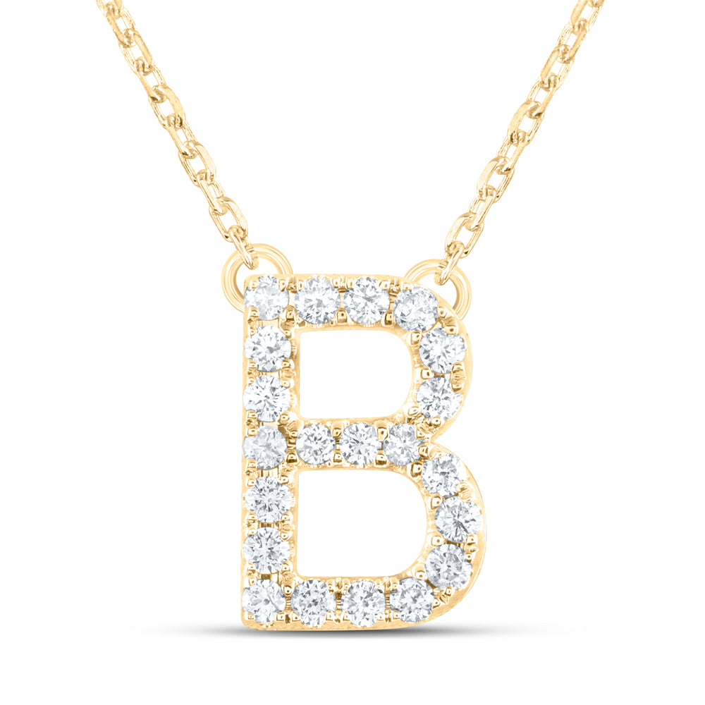 14kt Yellow Or White Gold Natural Diamond Ana M Initial Fashion Necklace, Length: 16 Inch