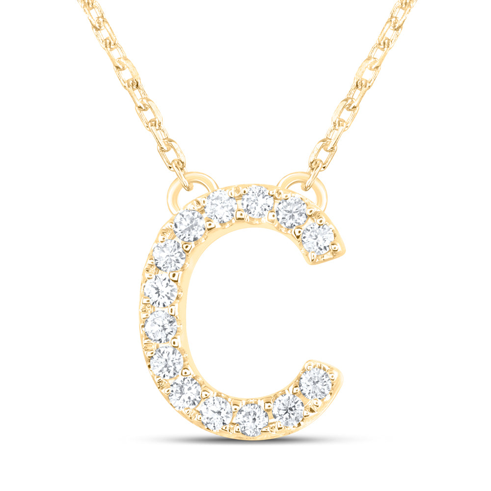 14kt Yellow Or White Gold Natural Diamond Ana M Initial Fashion Necklace, Length: 16 Inch