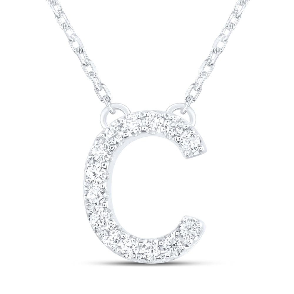 14kt Yellow Or White Gold Natural Diamond Ana M Initial Fashion Necklace, Length: 16 Inch