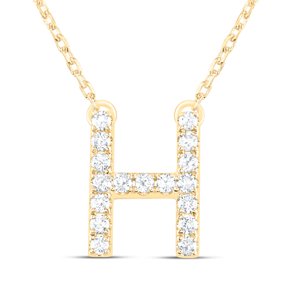 14kt Yellow Or White Gold Natural Diamond Ana M Initial Fashion Necklace, Length: 16 Inch