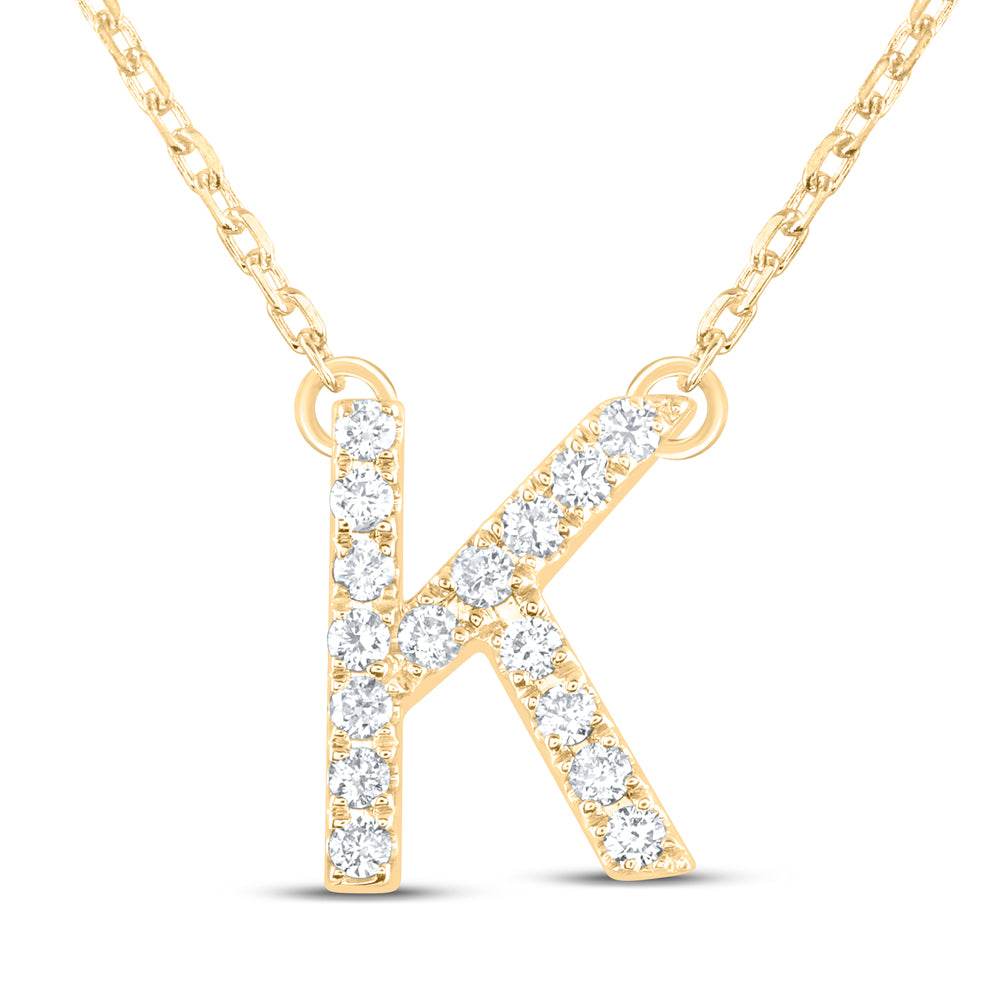 14kt Yellow Or White Gold Natural Diamond Ana M Initial Fashion Necklace, Length: 16 Inch