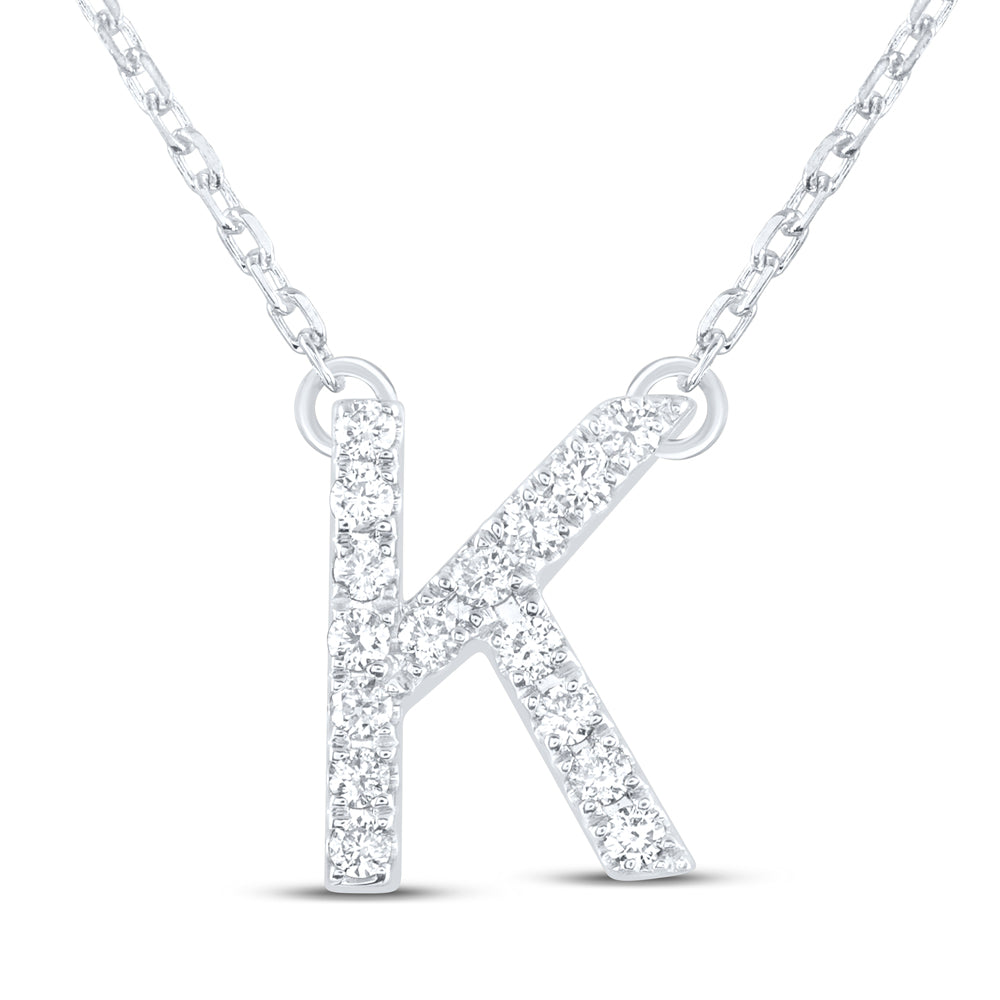 14kt Yellow Or White Gold Natural Diamond Ana M Initial Fashion Necklace, Length: 16 Inch