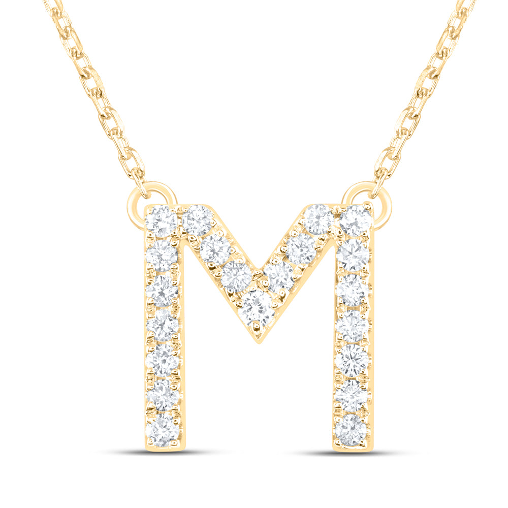 14kt Yellow Or White Gold Natural Diamond Ana M Initial Fashion Necklace, Length: 16 Inch