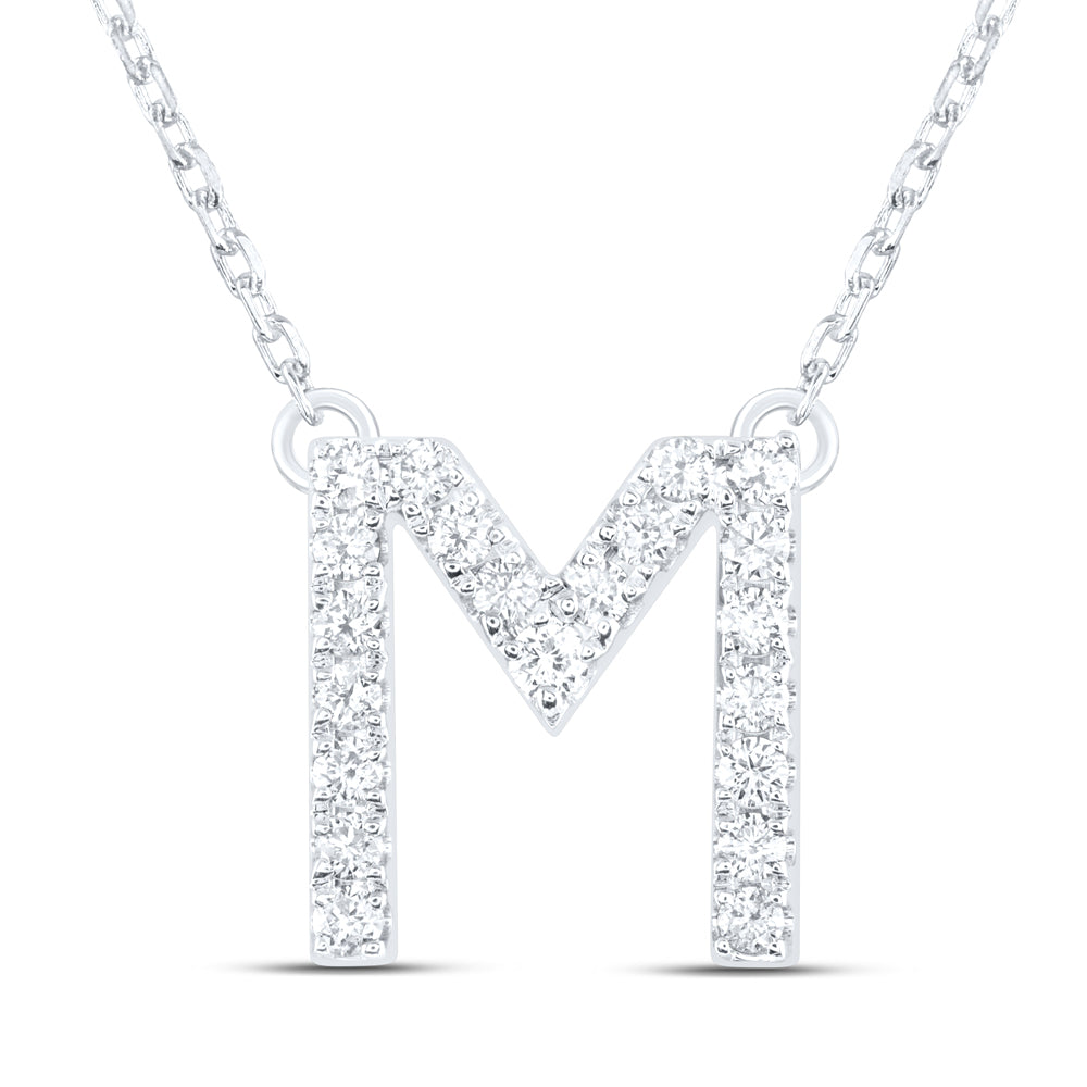 14kt Yellow Or White Gold Natural Diamond Ana M Initial Fashion Necklace, Length: 16 Inch