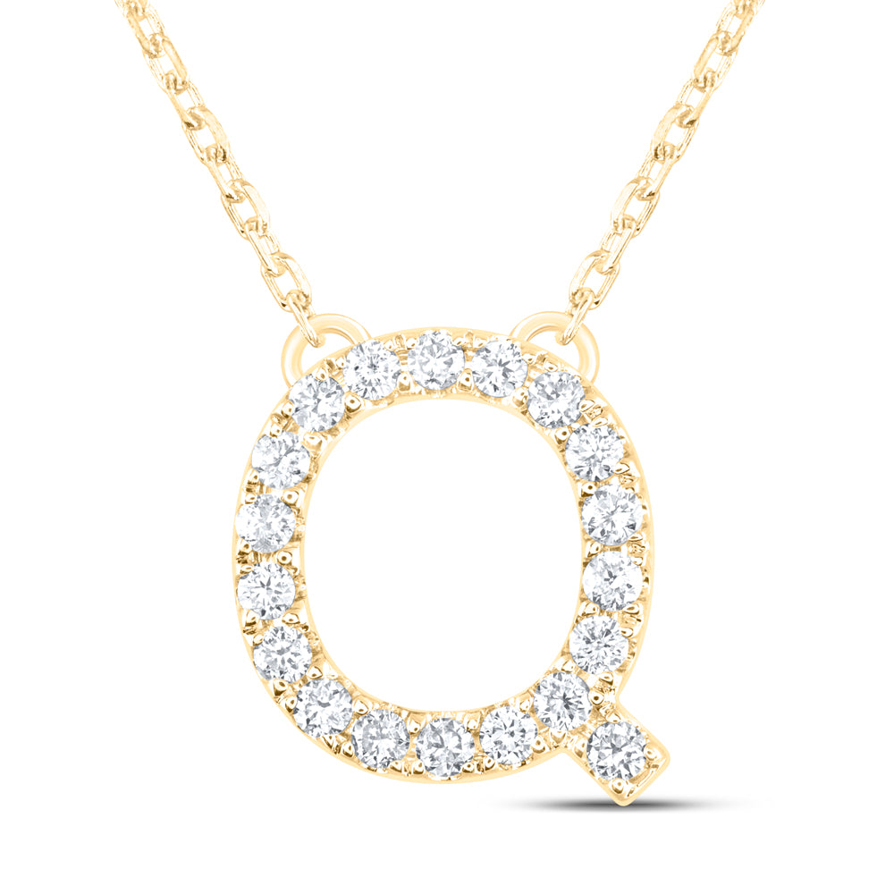 14kt Yellow Or White Gold Natural Diamond Ana M Initial Fashion Necklace, Length: 16 Inch