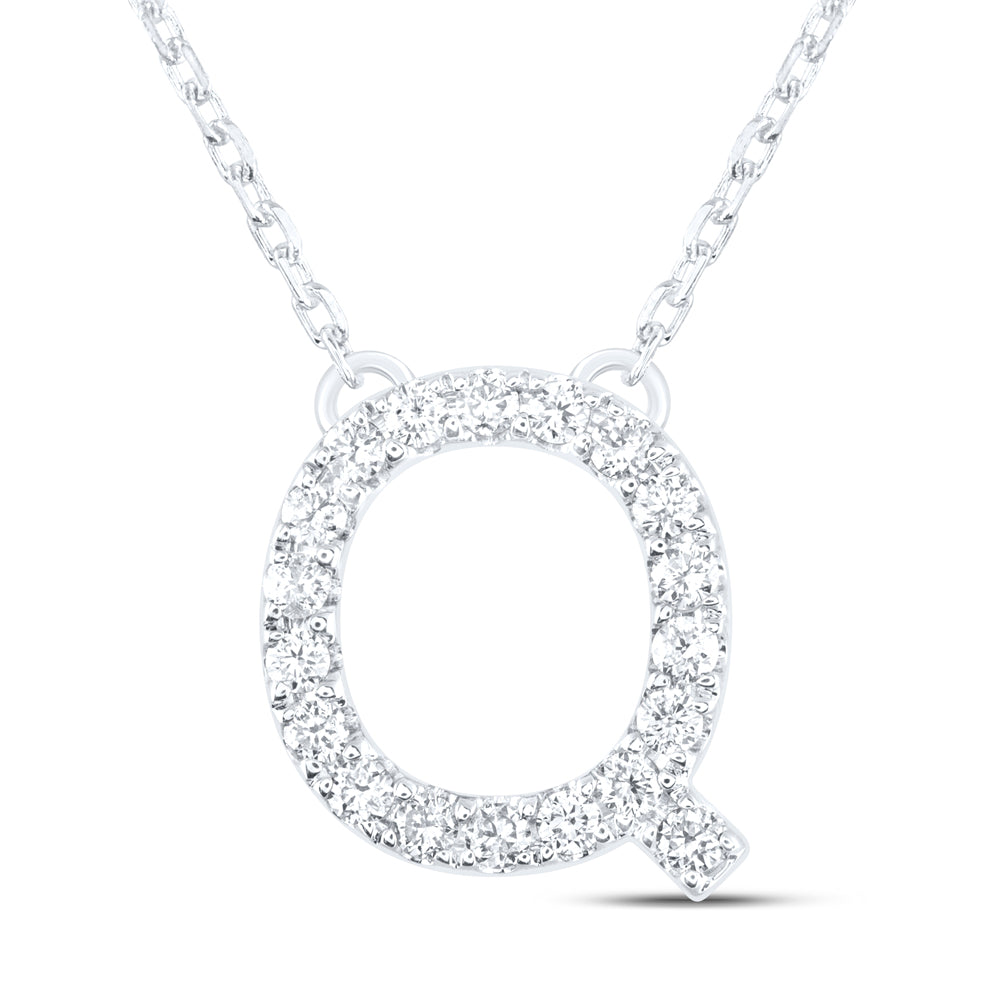 14kt Yellow Or White Gold Natural Diamond Ana M Initial Fashion Necklace, Length: 16 Inch