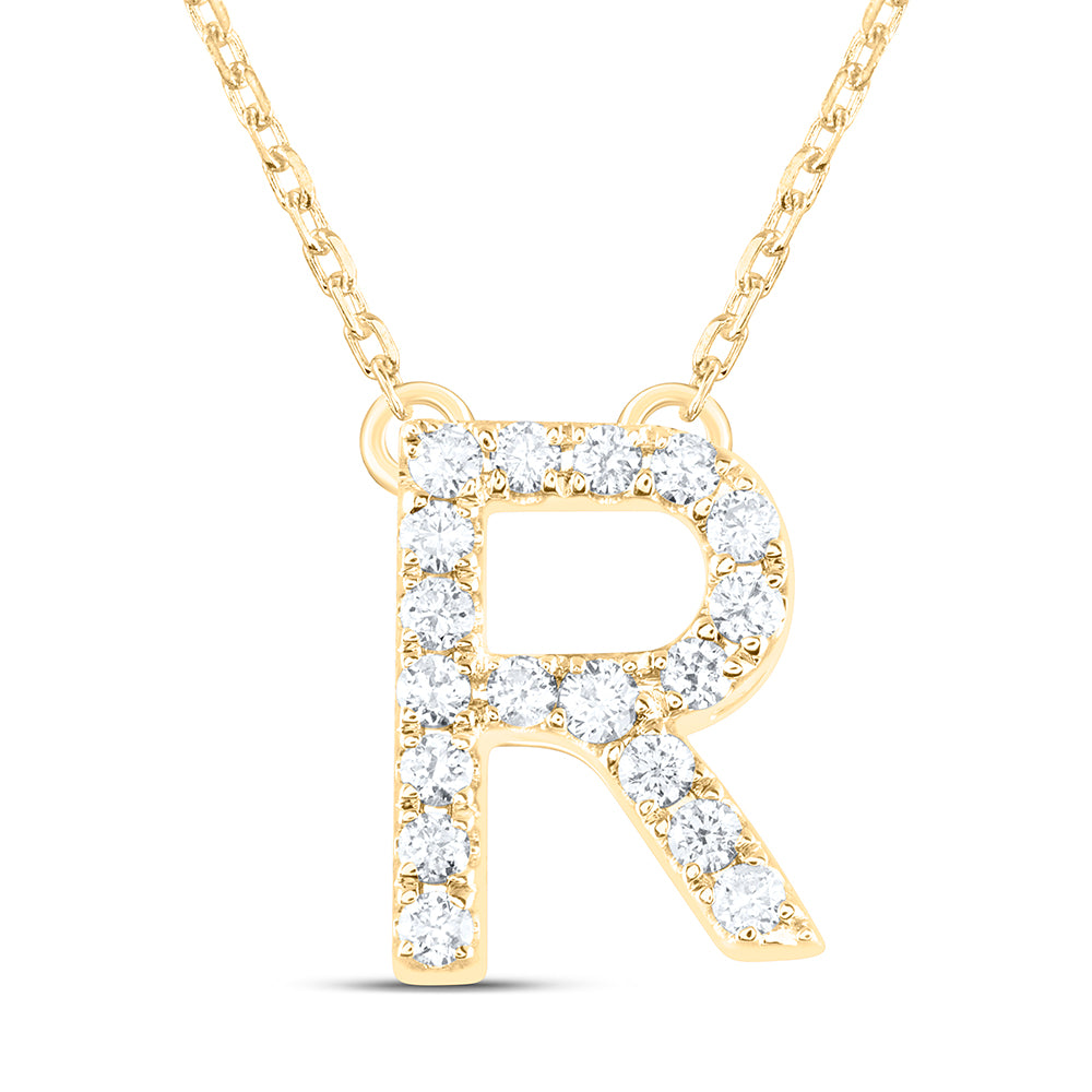 14kt Yellow Or White Gold Natural Diamond Ana M Initial Fashion Necklace, Length: 16 Inch