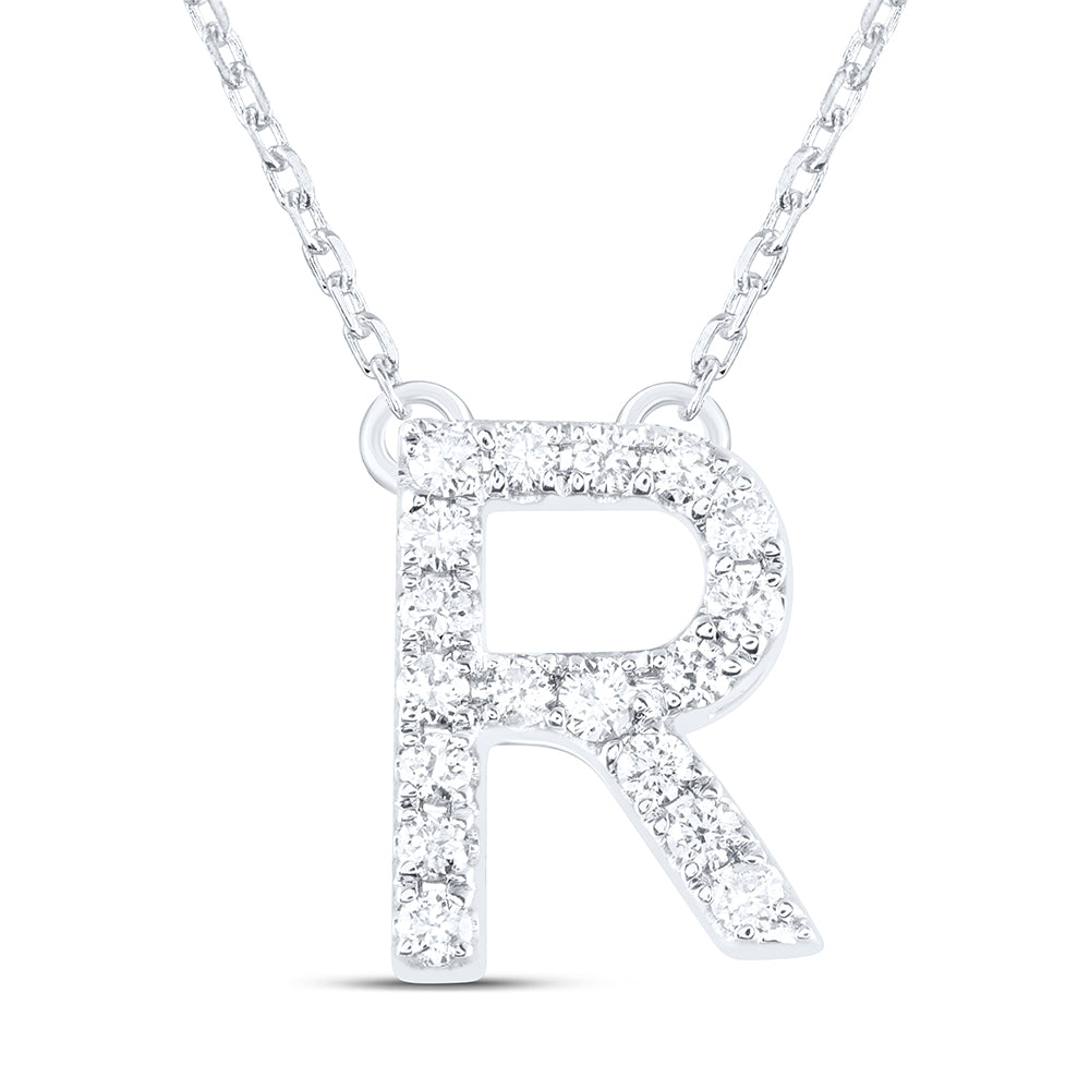 14kt Yellow Or White Gold Natural Diamond Ana M Initial Fashion Necklace, Length: 16 Inch