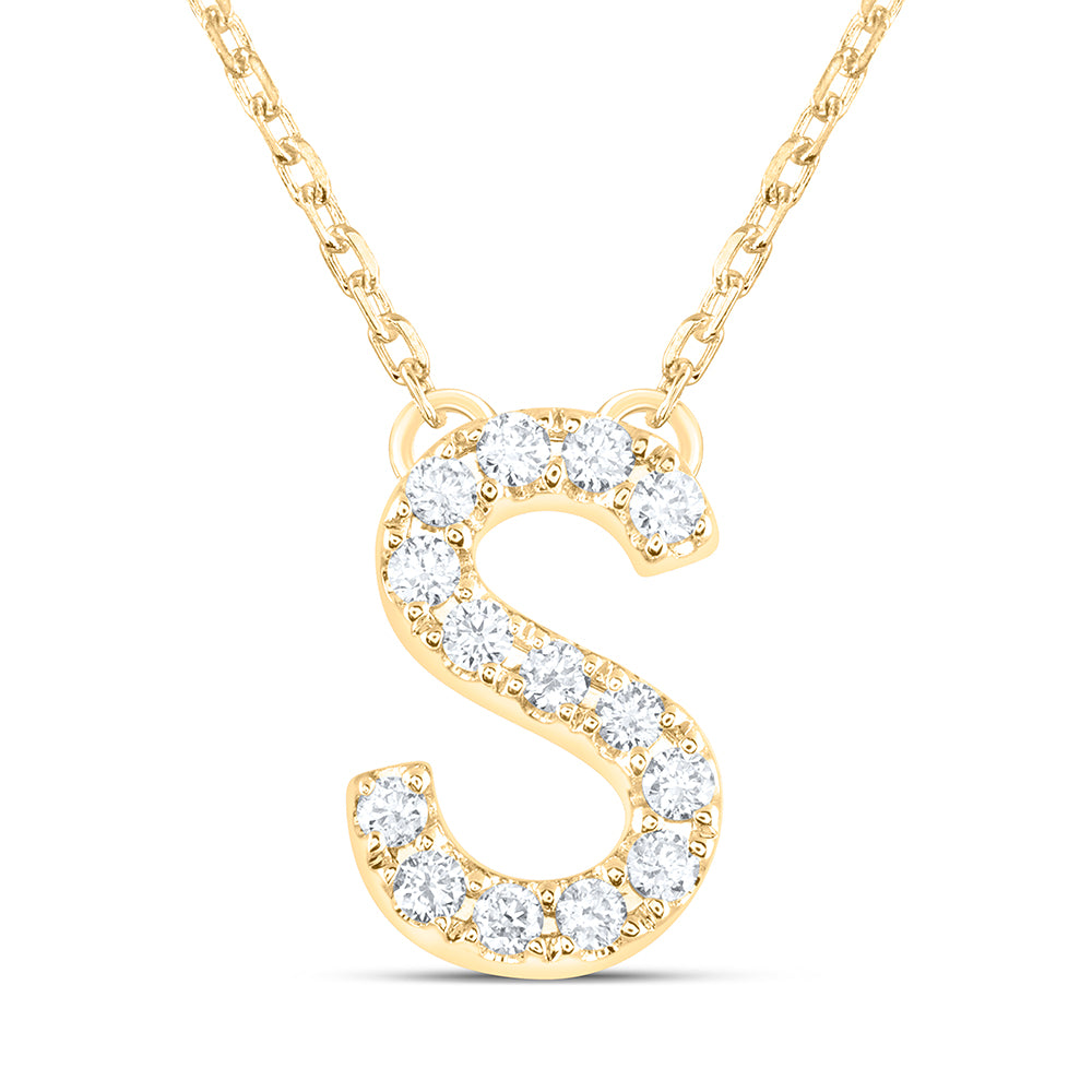 14kt Yellow Or White Gold Natural Diamond Ana M Initial Fashion Necklace, Length: 16 Inch