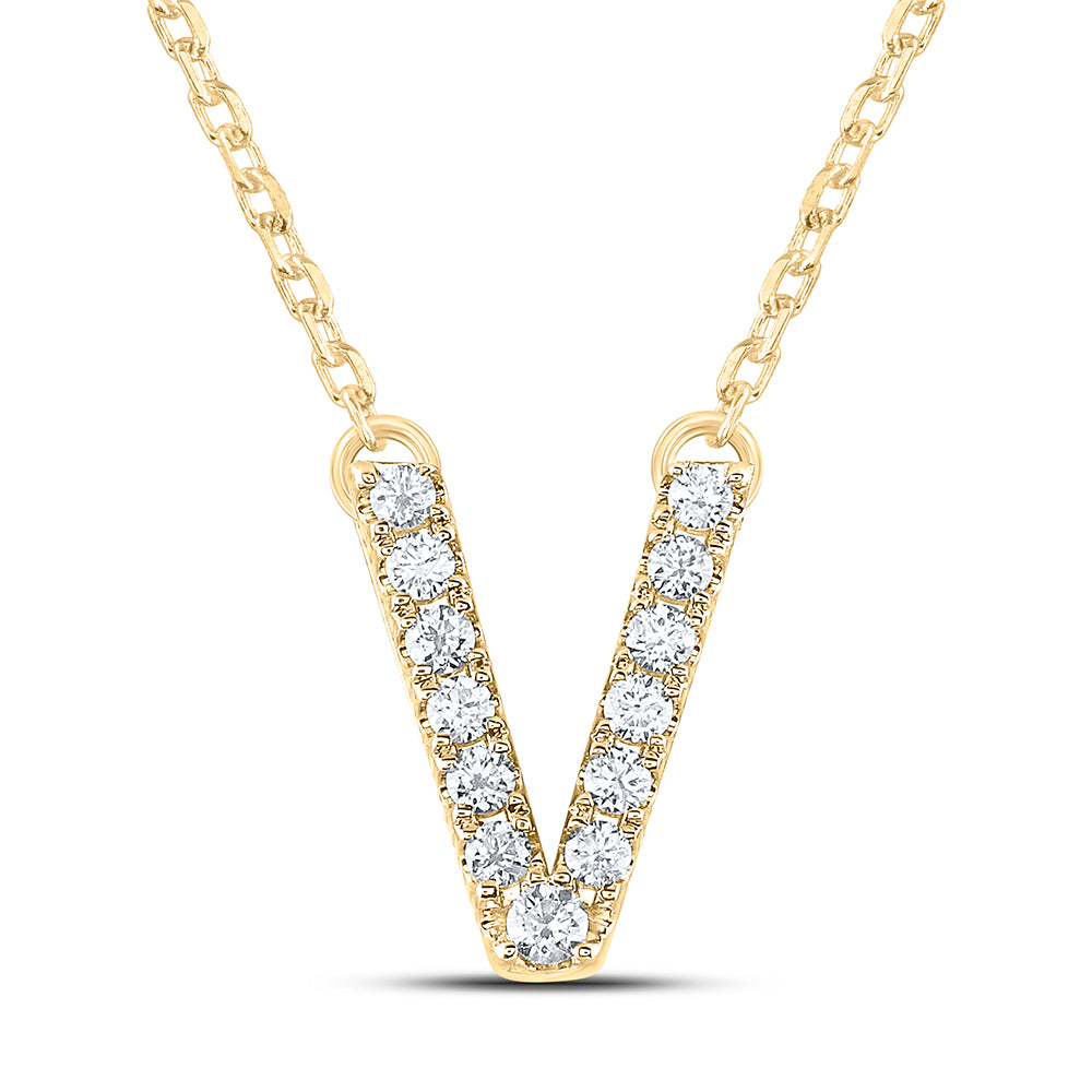 14kt Yellow Or White Gold Natural Diamond Ana M Initial Fashion Necklace, Length: 16 Inch
