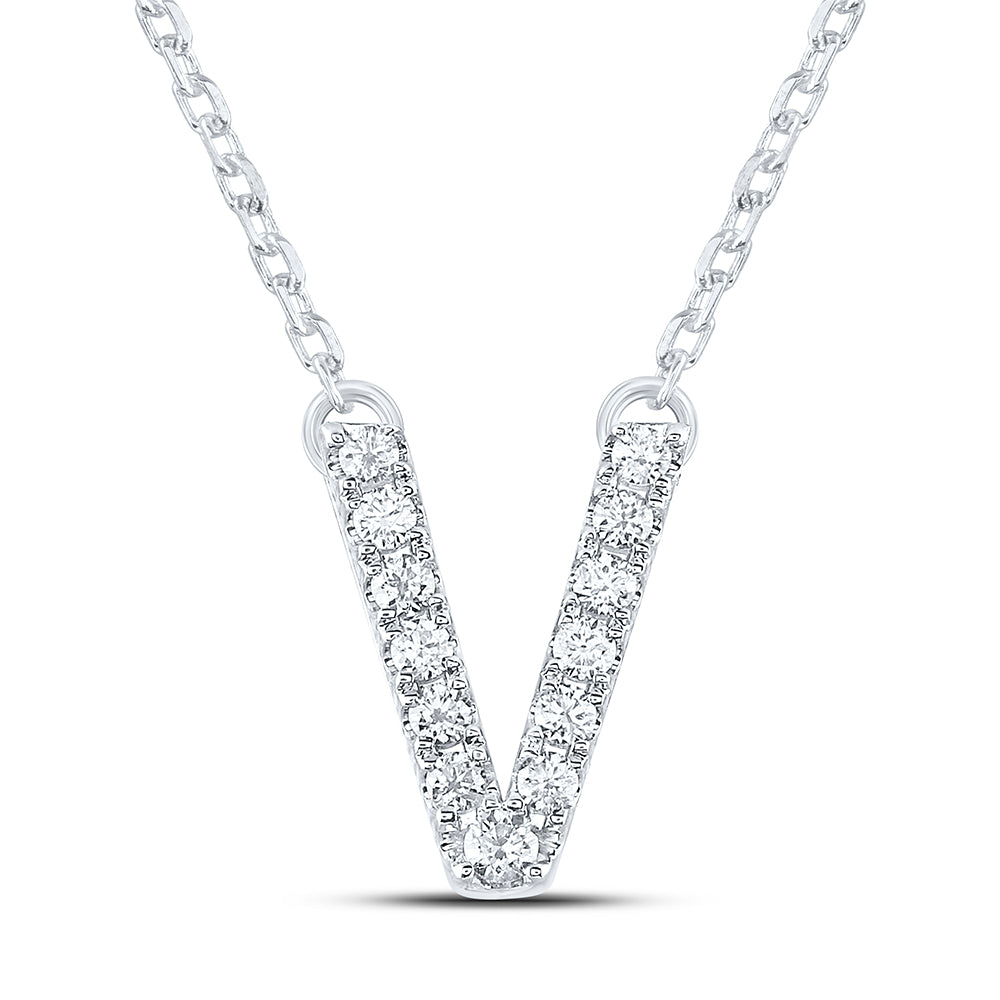 14kt Yellow Or White Gold Natural Diamond Ana M Initial Fashion Necklace, Length: 16 Inch