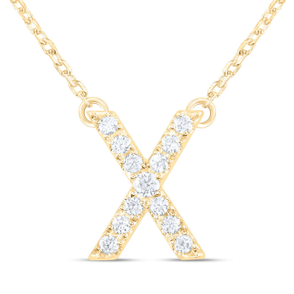 14kt Yellow Or White Gold Natural Diamond Ana M Initial Fashion Necklace, Length: 16 Inch