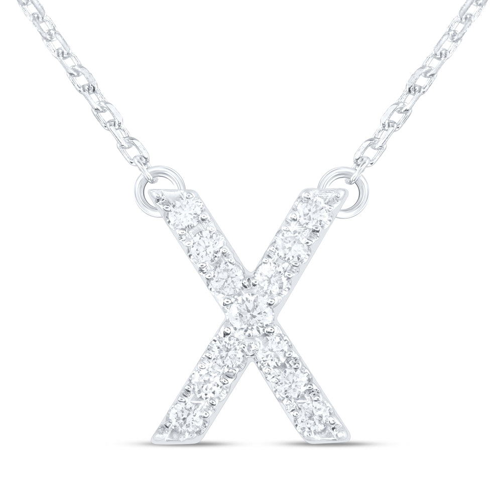 14kt Yellow Or White Gold Natural Diamond Ana M Initial Fashion Necklace, Length: 16 Inch