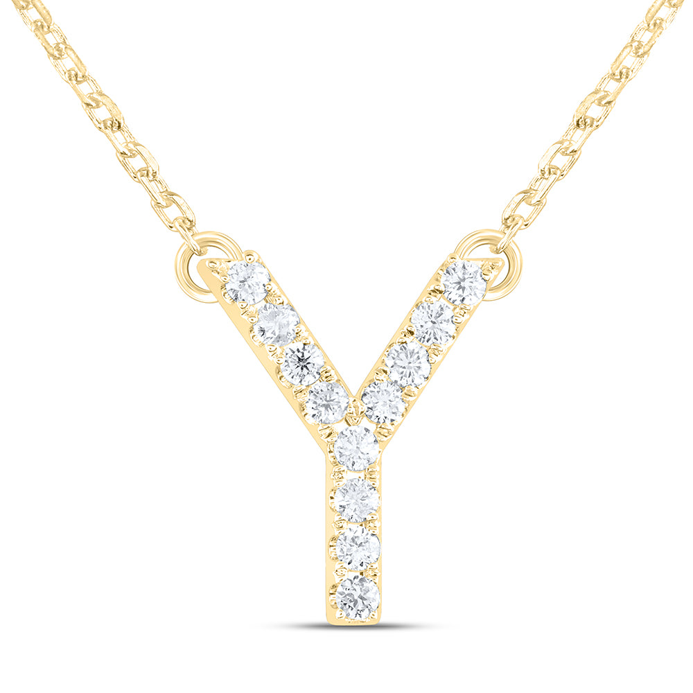 14kt Yellow Or White Gold Natural Diamond Ana M Initial Fashion Necklace, Length: 16 Inch