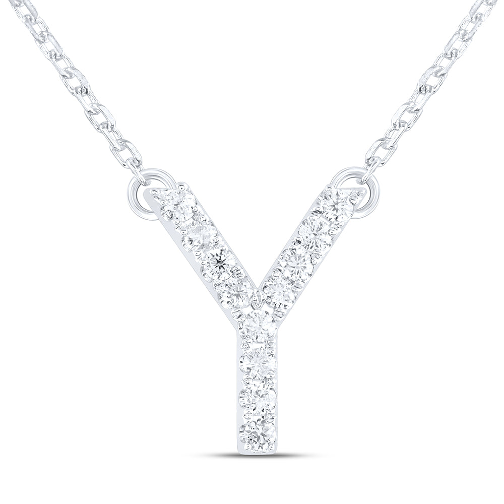 14kt Yellow Or White Gold Natural Diamond Ana M Initial Fashion Necklace, Length: 16 Inch