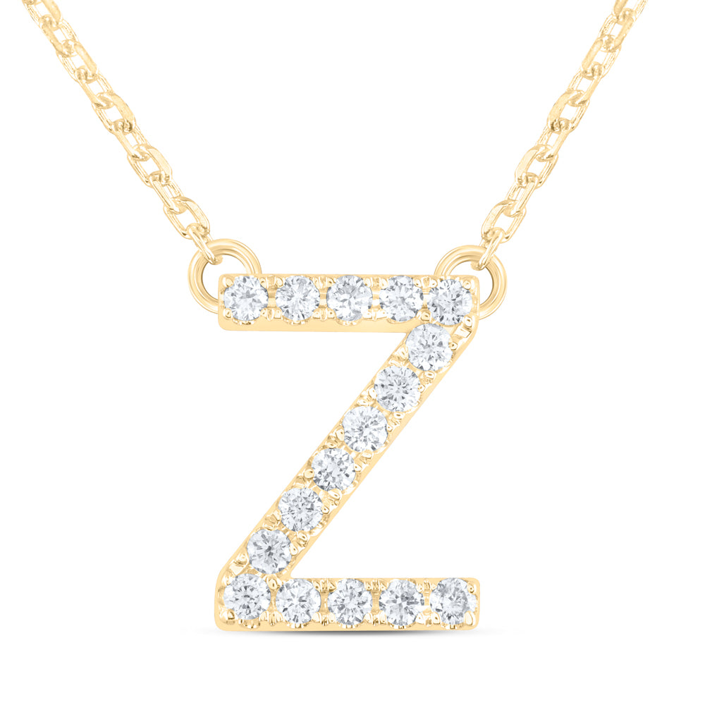 14kt Yellow Or White Gold Natural Diamond Ana M Initial Fashion Necklace, Length: 16 Inch
