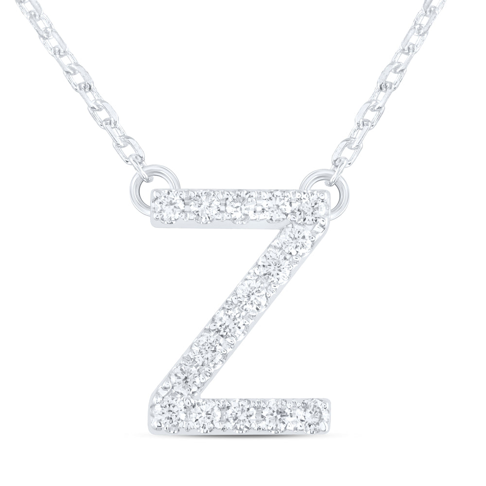 14kt Yellow Or White Gold Natural Diamond Ana M Initial Fashion Necklace, Length: 16 Inch