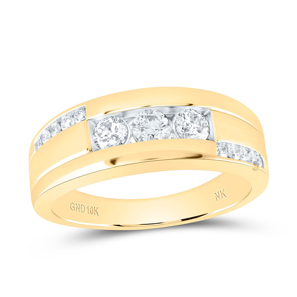 10kt Yellow Gold 3/4 Cttw Natural Diamond Fashion Mens Ring, Men Size: 8-12