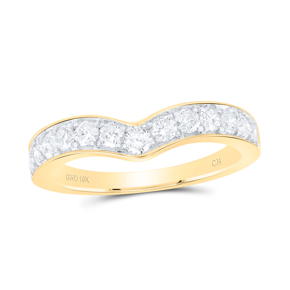 10kt Yellow Gold 5/8 Cttw Natural Diamond Fashion Curve Wedding Engagement Anniversary Band, Women Size: 5-9