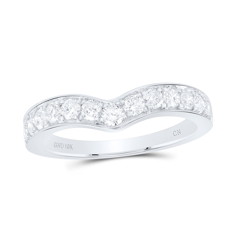 10kt White Gold 5/8 Cttw Natural Diamond Fashion Curve Wedding Engagement Anniversary Band, Women Size: 5-9