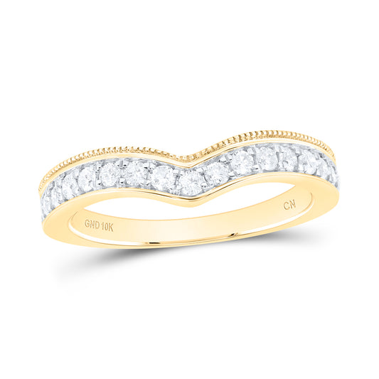 10kt Yellow Gold 3/8 Cttw Natural Diamond Fashion Curve Wedding Engagement Anniversary Band, Women Size: 5-9