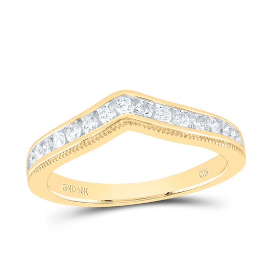 10kt Yellow Gold 3/8 Cttw Natural Diamond Fashion Curve Wedding Engagement Anniversary Band, Women Size: 5-9