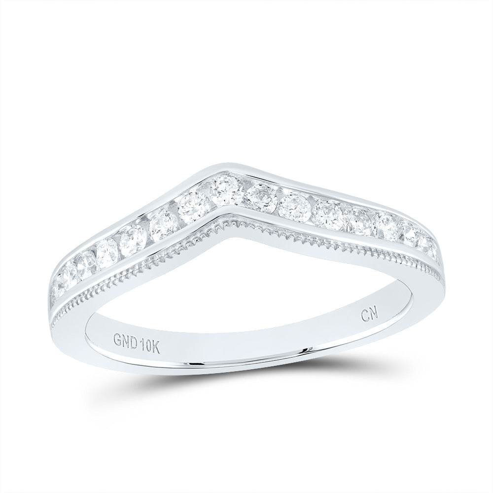 10kt White Gold 3/8 Cttw Natural Diamond Fashion Curve Wedding Engagement Anniversary Band, Women Size: 5-9
