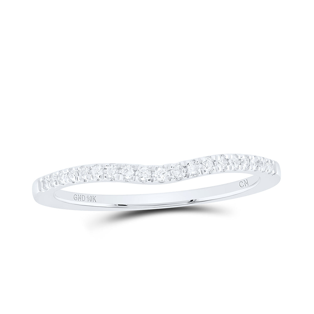 10kt White Gold 1/10 Cttw Natural Diamond Fashion Curve Wedding Engagement Anniversary Band, Women Size: 5-9