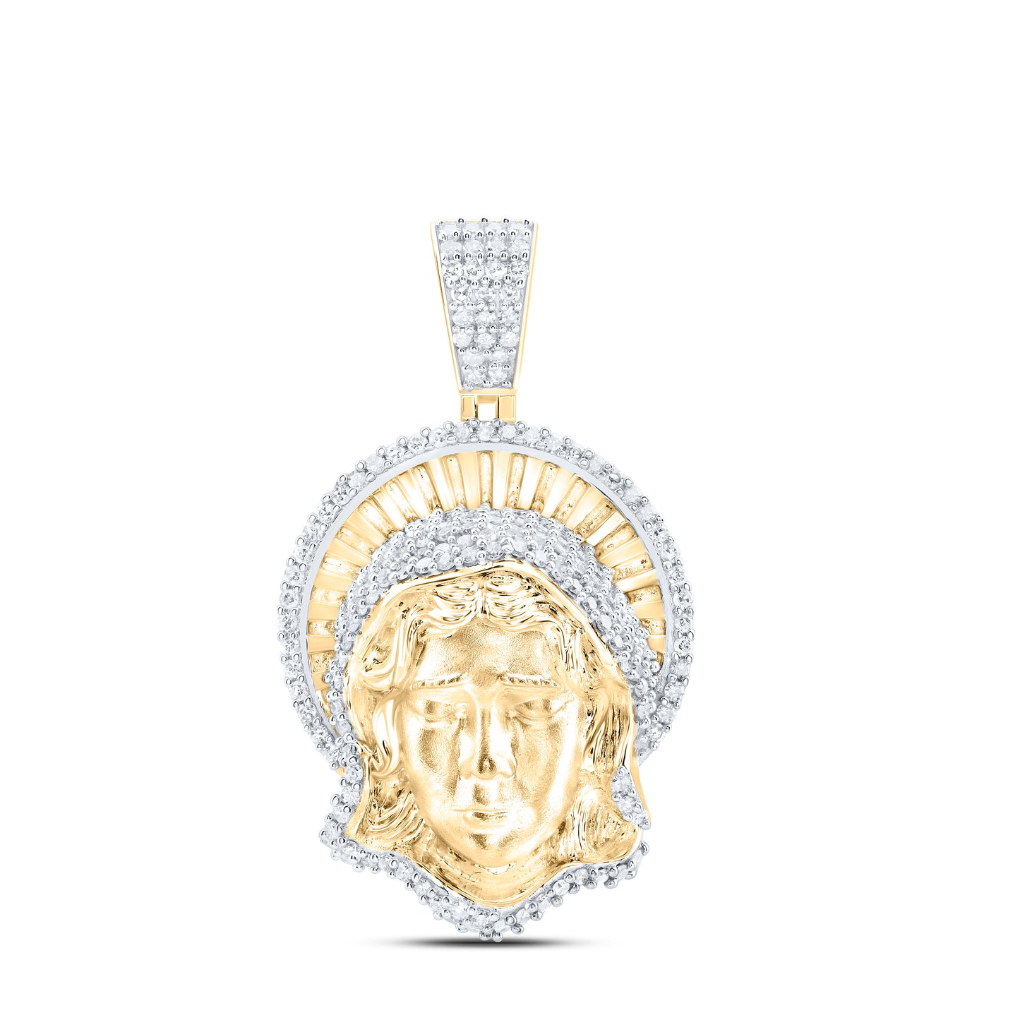 10kt Yellow Gold 1 Cttw Natural Diamond Mother Mary Mens Charm
