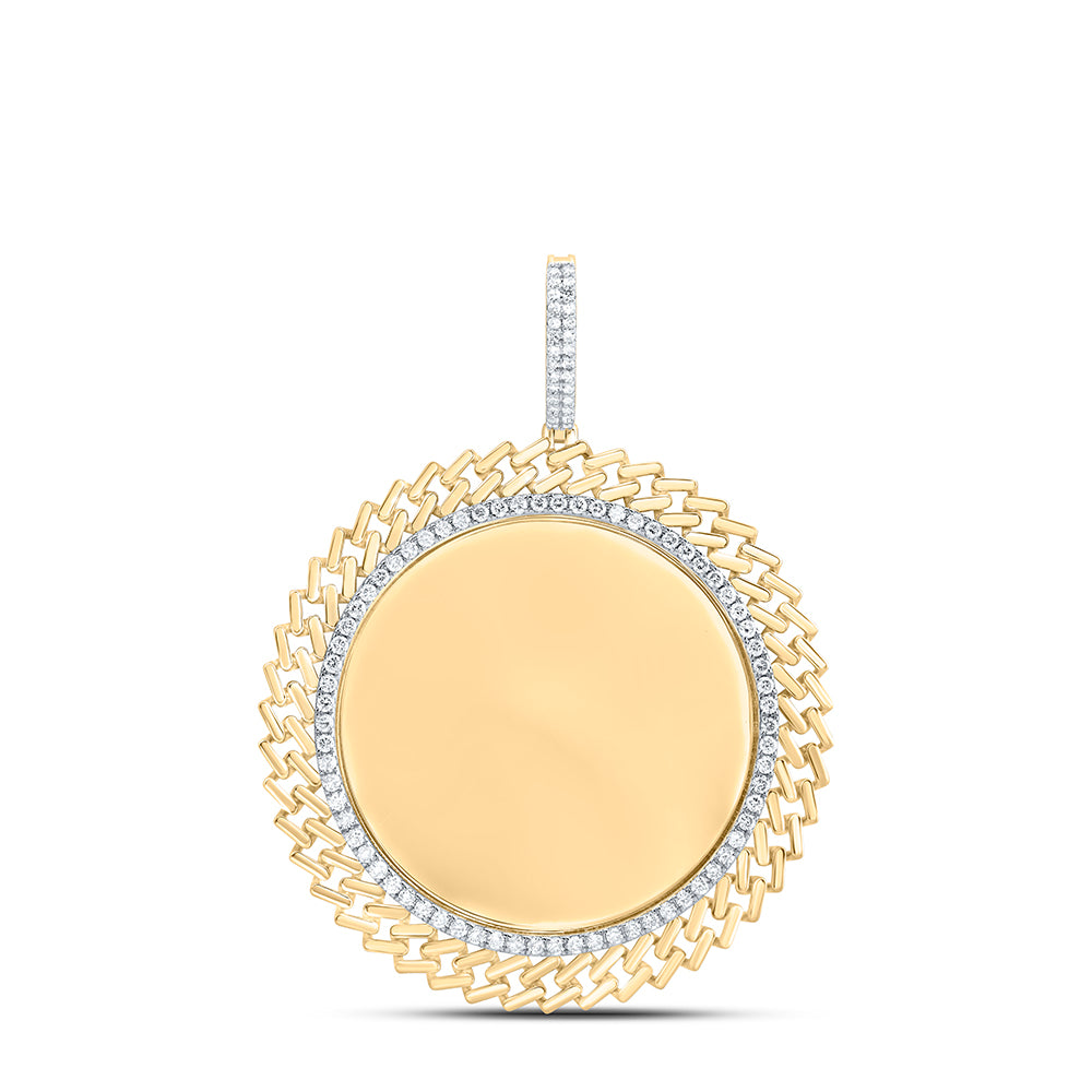 10kt Yellow Gold 1 3/8 Cttw Natural Diamond Fashion Cuban Round Memory Pendant