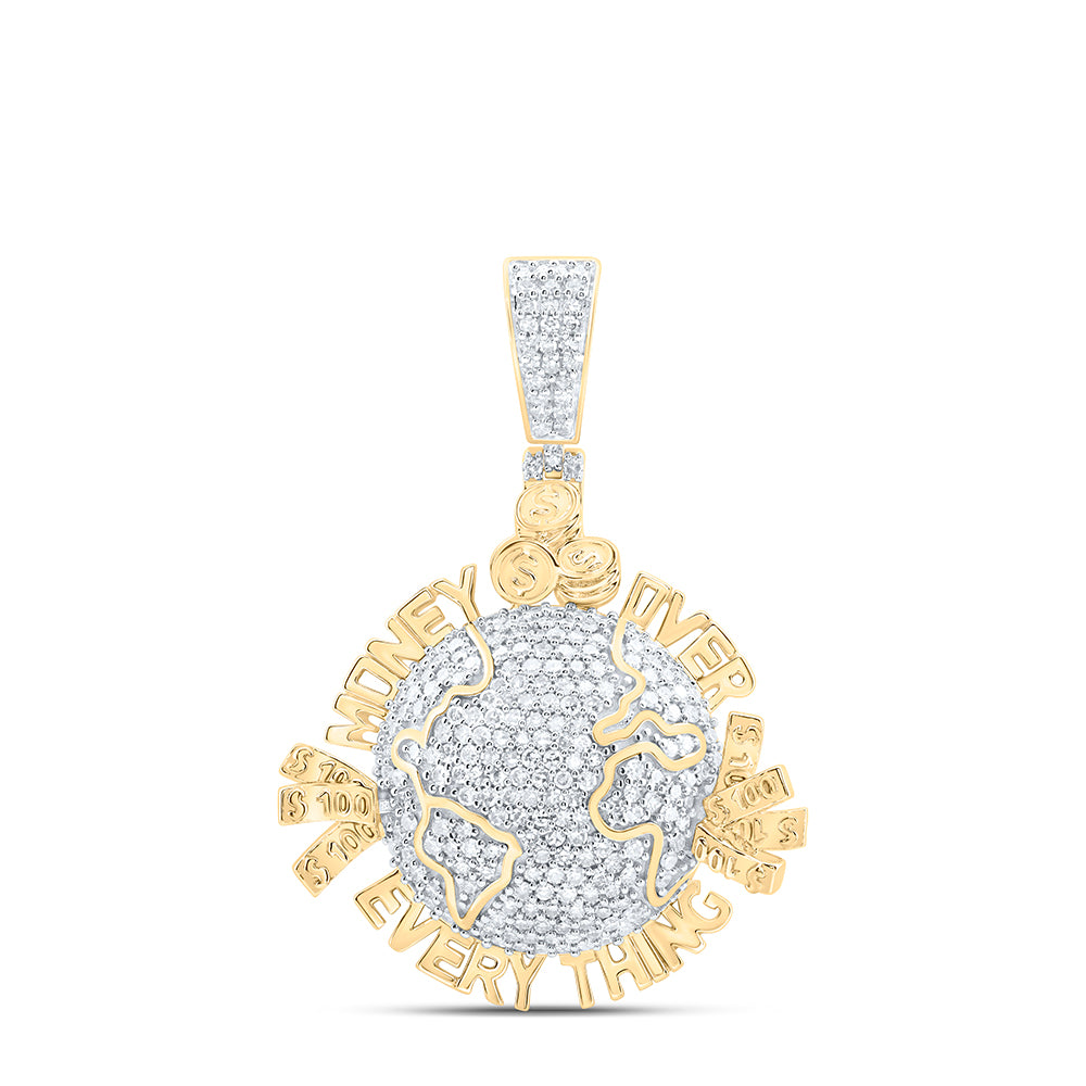 10kt Yellow Gold 1 Cttw Natural Diamond Money Over Every Thing Mens Charm