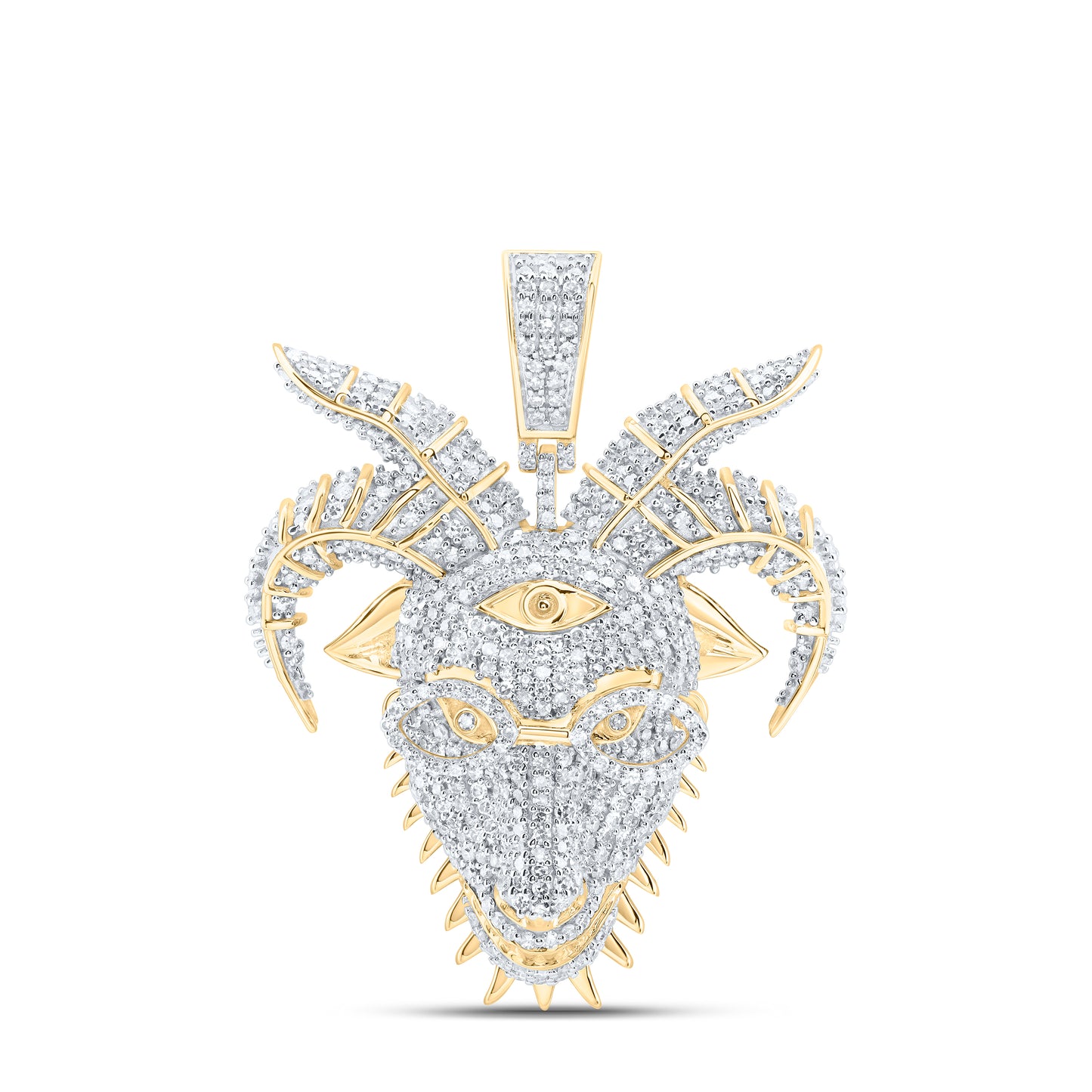 10kt Yellow Gold 2 Cttw Natural Diamond Goat Mens Charm
