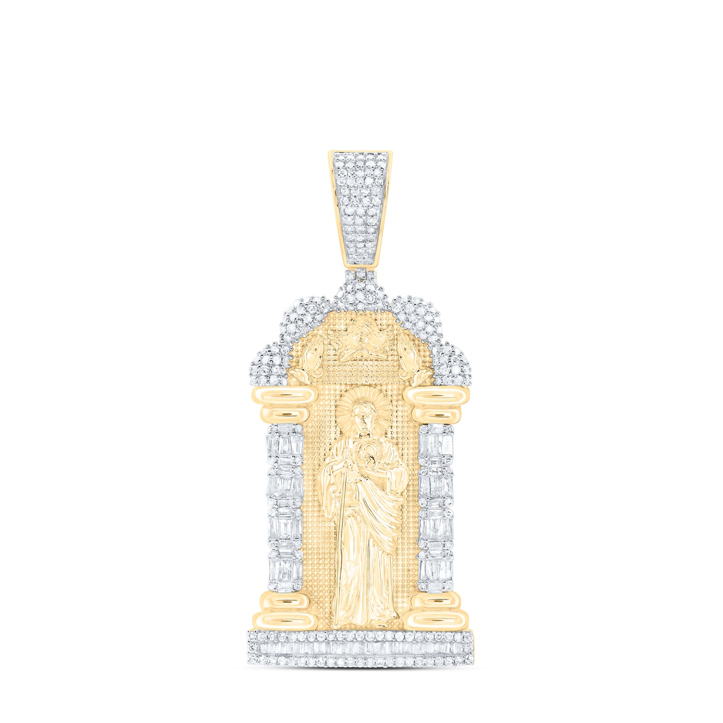 14kt Yellow Gold 1 1/3 Cttw Diamond St.jude Mens Charm