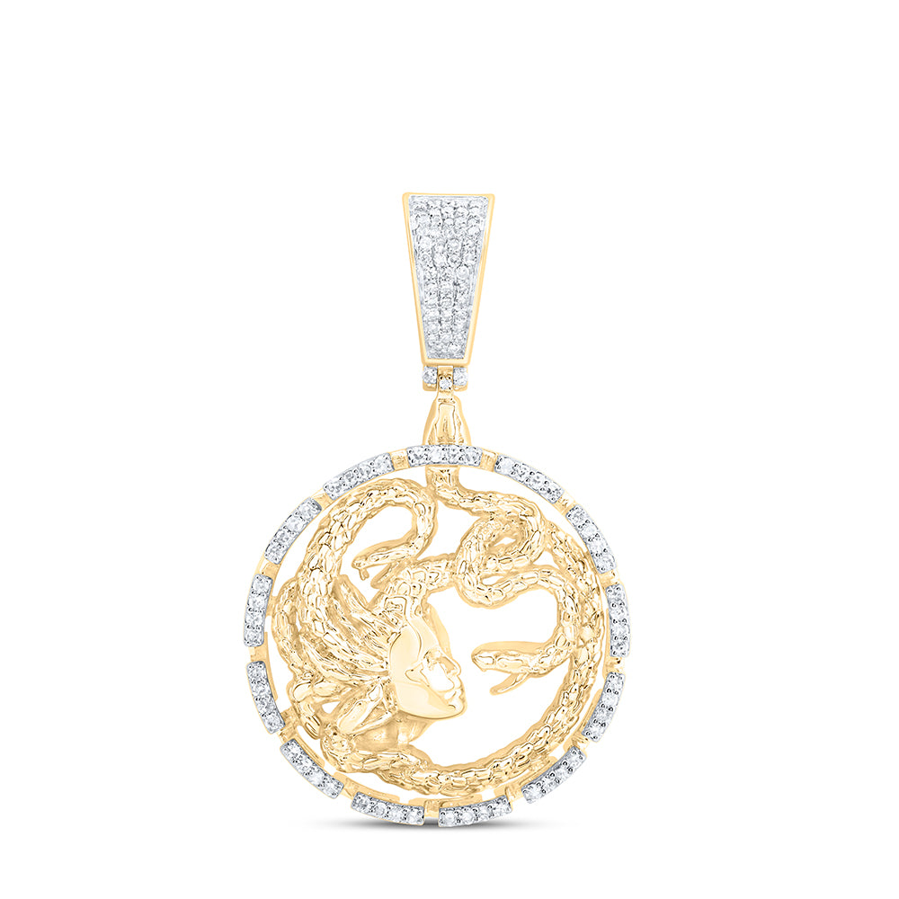 10K Yellow Gold 1/2 Ctw Natural Diamond Medusa Mens Charm