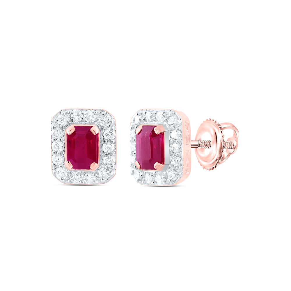 14kt Yellow Or White Or Rose Gold Natural Diamond 4x3mm Emerald Natural Gem Stud Earring