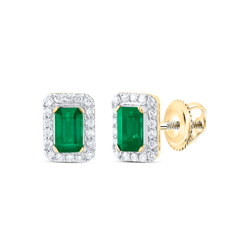 14kt Yellow Or White Or Rose Gold Natural Diamond 5x3mm Emerald Natural Gem Stud Earring