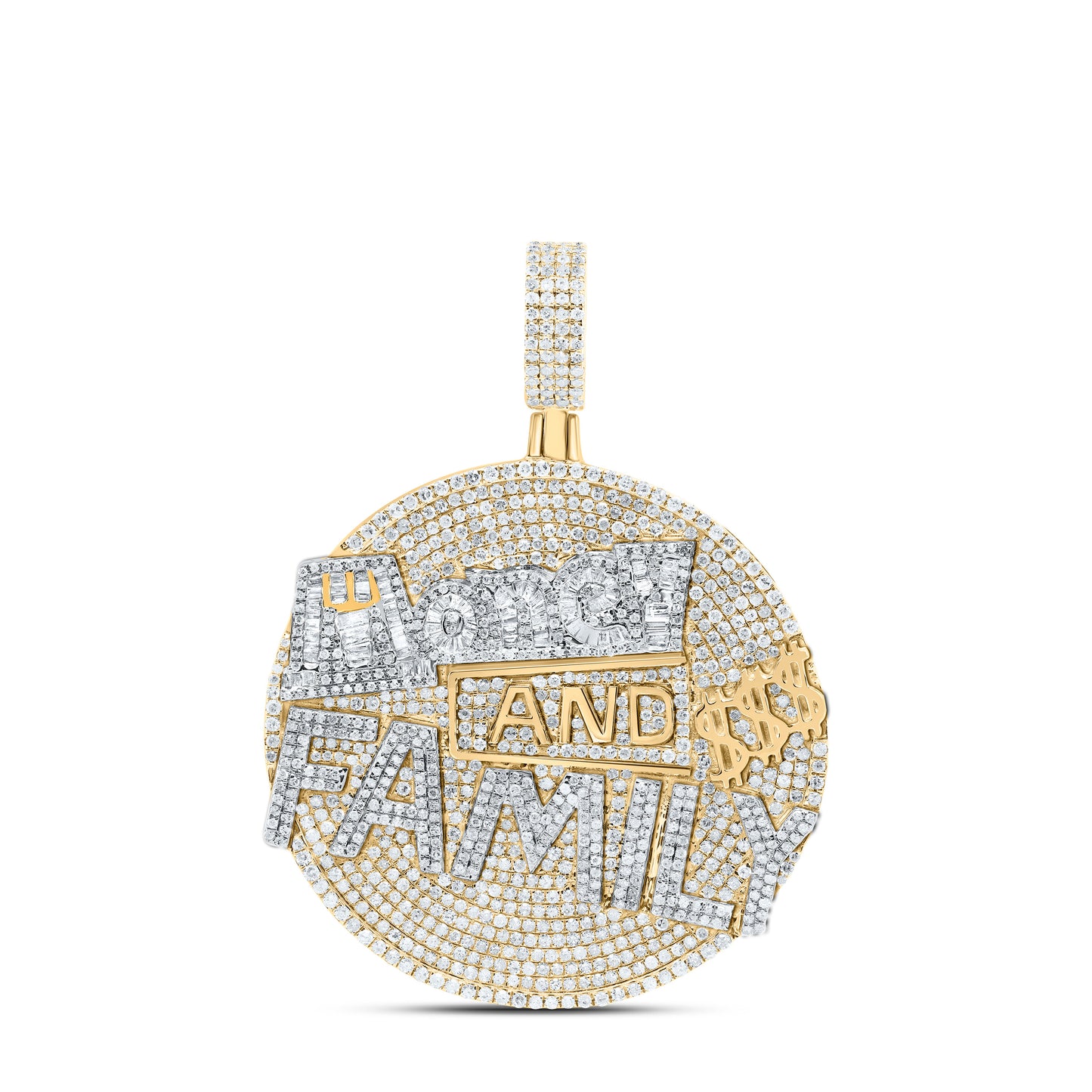 10kt Yellow Gold 4 5/8 Cttw Natural Diamond Money And Family Mens Charm