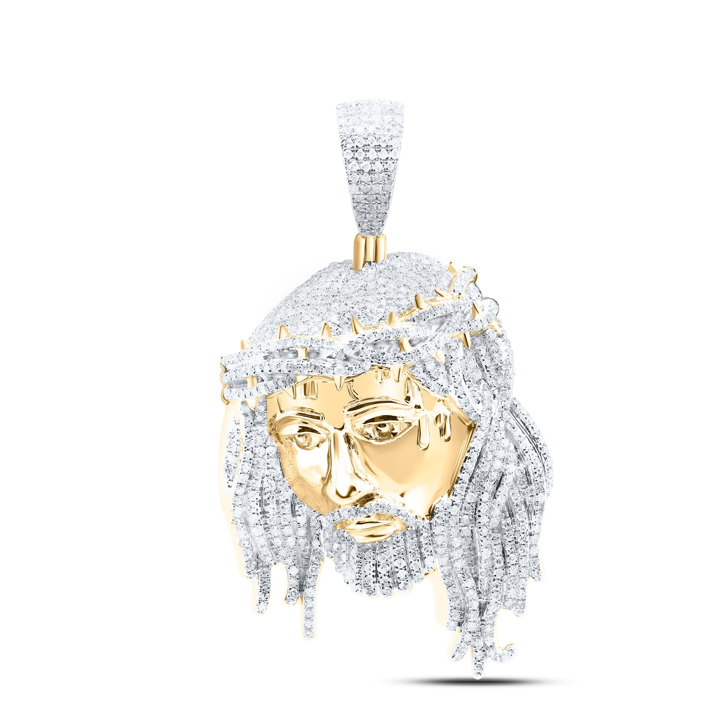 10kt Yellow Gold 3 Cttw Natural Diamond Jesus Mens Charm
